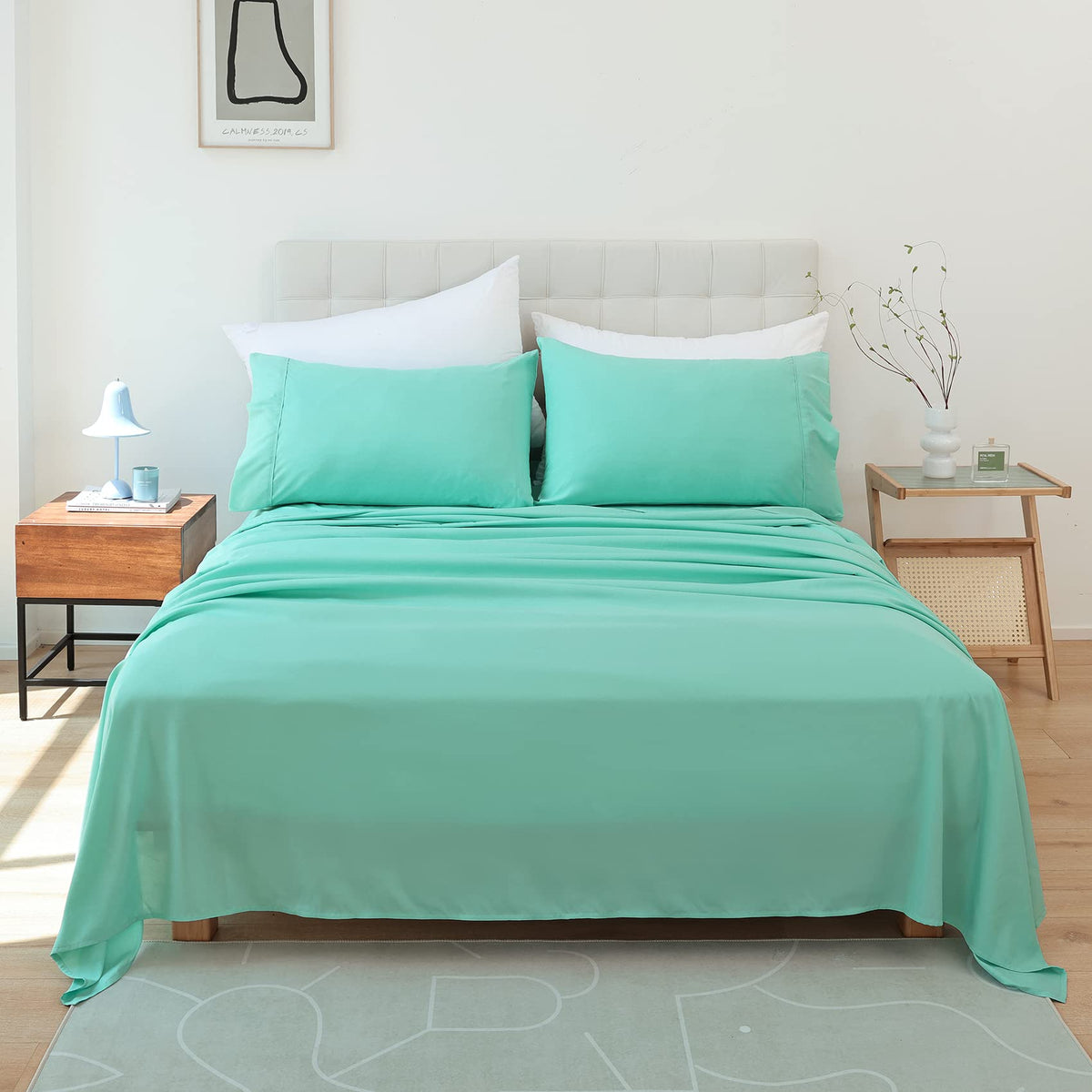 Whitney Home Textile Queen Sheet Set - 4 Piece Soft Breathable Bed Sheets For Queen Size Bed, Deep Pocket Luxury Brushed Sheets,
