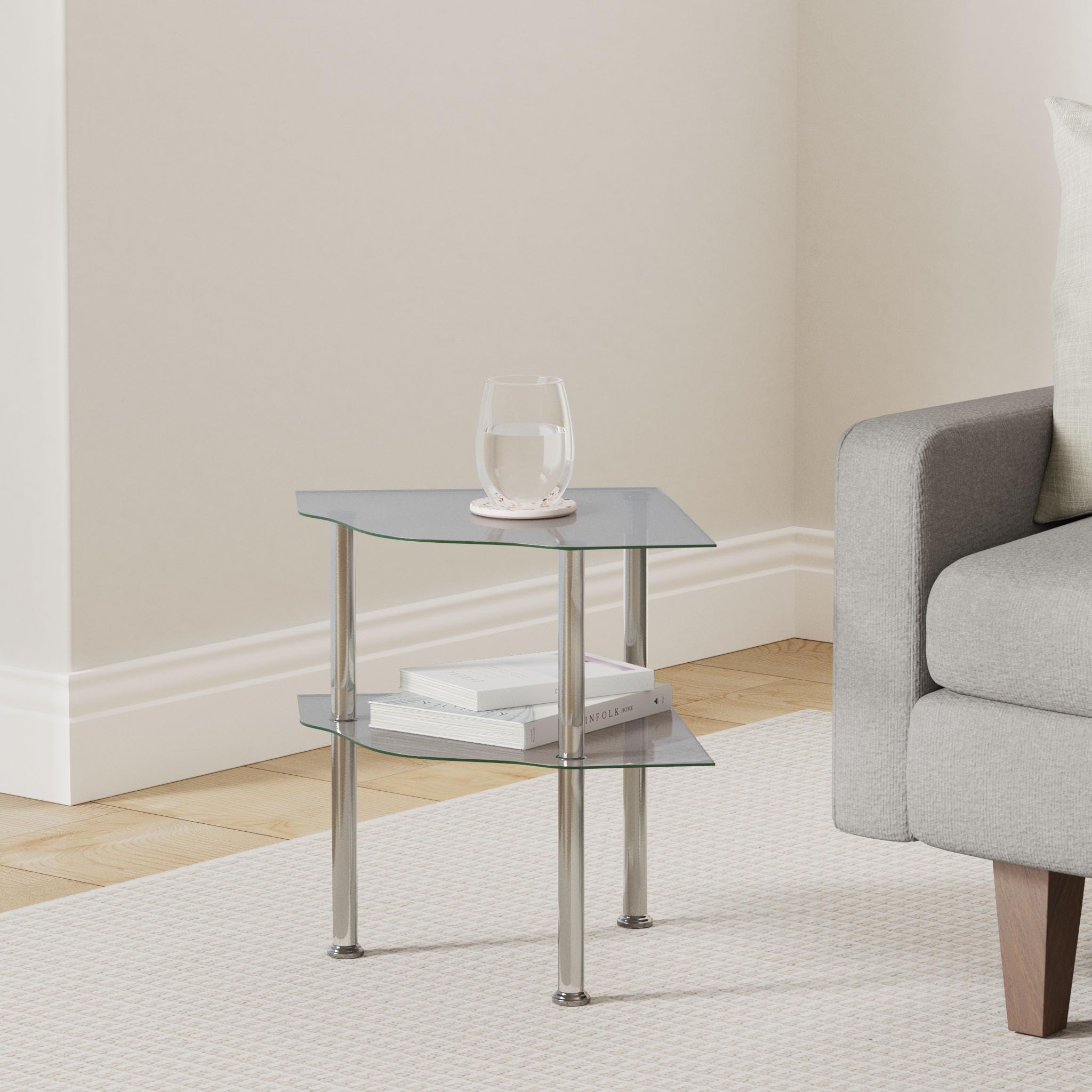 vidaXL 322793 2-Tier Side Table Transparent 38x38x50 cm Tempered Glass