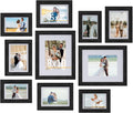 Povrgive Picture Frames Set of 10 Balck, Bulk MDF Frames for 8x10, 5x7, 4x6 Photos Real Glass for Wall or Tabletop