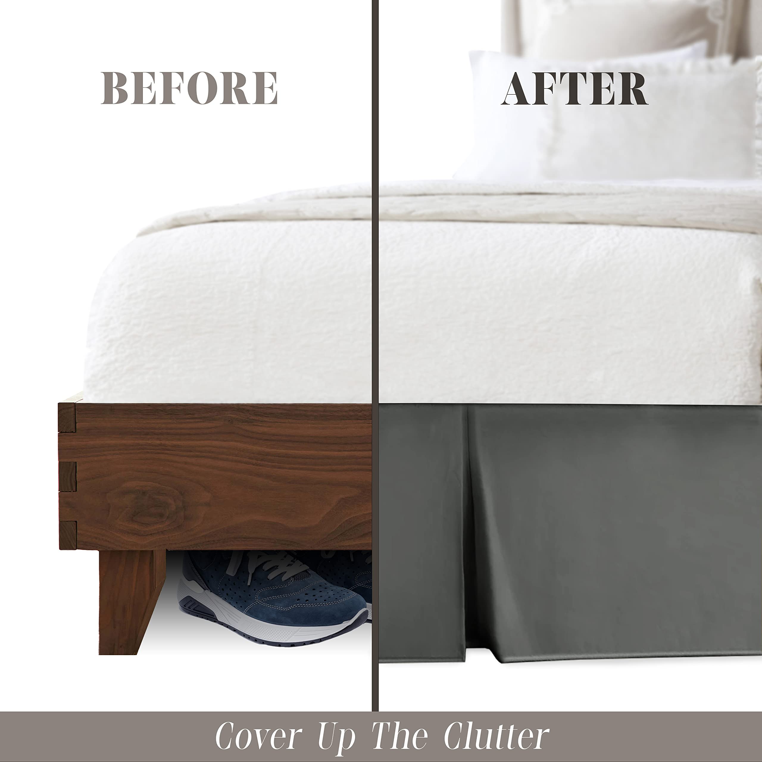 Elegant Comfort 1-Piece Solid Bed Skirt, 1500 Premium Hotel Quality Microfiber, Minimalist Design With A Modern Look- Easy Care,
