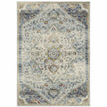 HomeRoots 508434 8 x 10 ft. Blue Beige Rust Gold & Teal Oriental Power Loom Stain Resistant Rectangle Area Rug