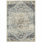 HomeRoots 508433 6 x 9 ft. Blue Beige Rust Gold & Teal Oriental Power Loom Stain Resistant Rectangle Area Rug