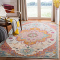 SAFAVIEH Crystal Collection Accent Rug - 4 x 6, Light Blue & Fuchsia, Medallion Distressed Design, Non-Shedding & Easy Care, I