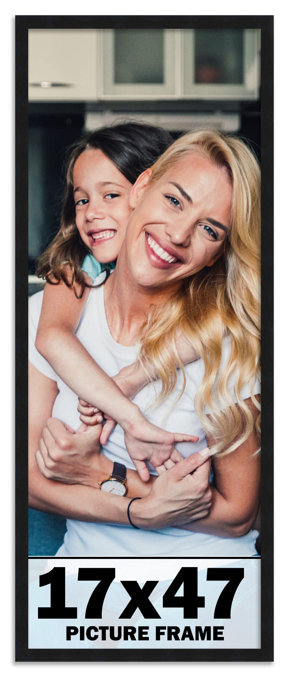 17x47 Frame Black Picture Frame - Complete Modern Photo Frame Includes UV Acrylic Shatter Guard Front Acid Free Foam Backing Boa