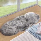 ORINOVA Light Grey Furry Washable Area Rugs for Living Room Faux Sheepskin Shaggy Fur Nursery Rug for Bedroom Cute Room 2x4 Rug