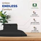 Thread Spread 100% Egyptian Cotton Sheets Twin - 600 Thread Count Sheets Twin, 3 Pc Deep Pocket Twin Sheets, Soft, Cooling Sateen Weave Extra Long Twin Sheets For Dorm, 16' Deep Pocket - Black
