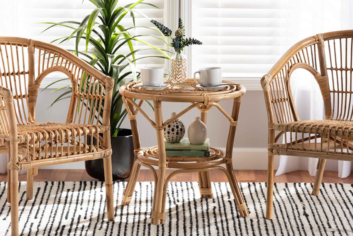 Baxton Studio Cariel Modern Bohemian Natural Brown Rattan Coffee Table