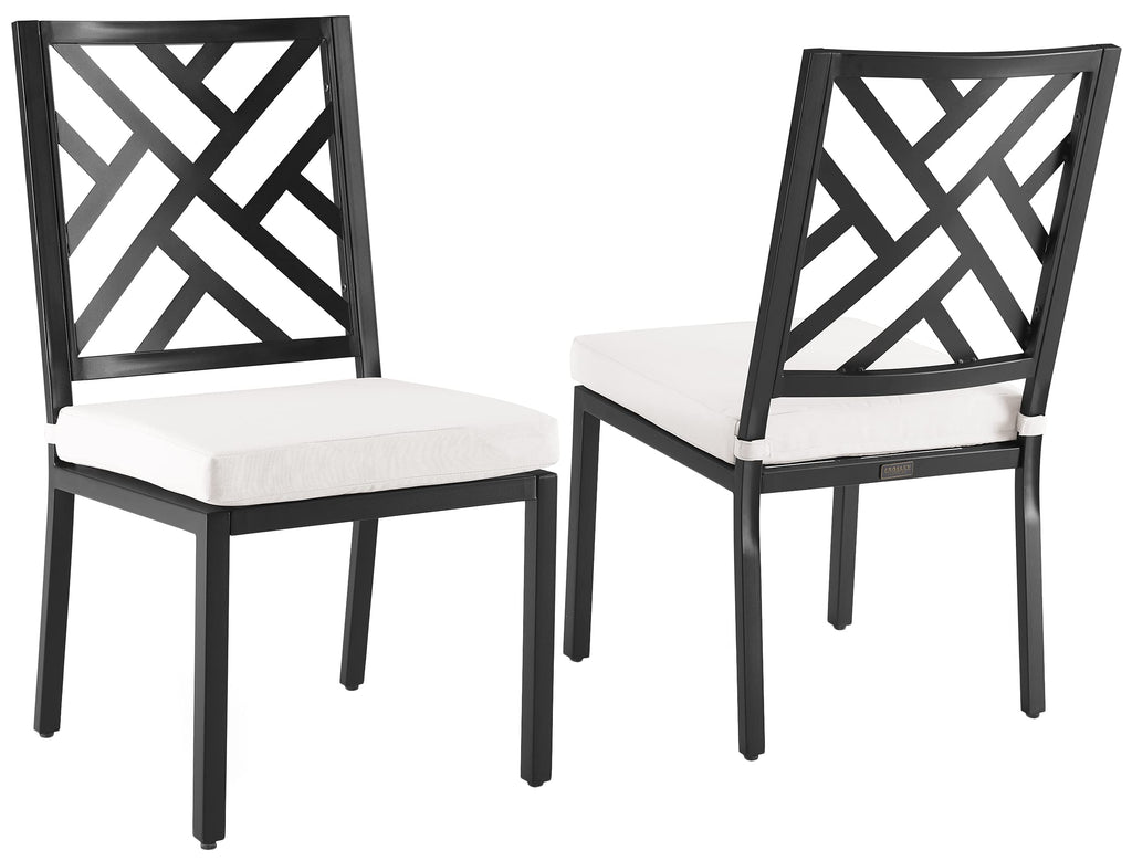 Crosley Furniture Locke 2-Piece Outdoor Chair Set, Dining Patio Chairs for Deck, Backyard, Matte Black with Creme Cushions