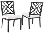 Crosley Furniture Locke 2-Piece Outdoor Chair Set, Dining Patio Chairs for Deck, Backyard, Matte Black with Creme Cushions