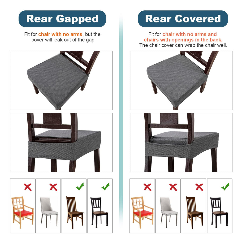 Genina Waterproof Seat Covers For Dining Room Chair Covers Waterproof Dining Chair Covers (4 Pcs-Rear-Covered, Dark Gray)