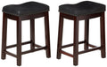 Angel Line Cambridge Padded Saddle Stool With Cushion, 24', Espresso/Black, Set Of 2