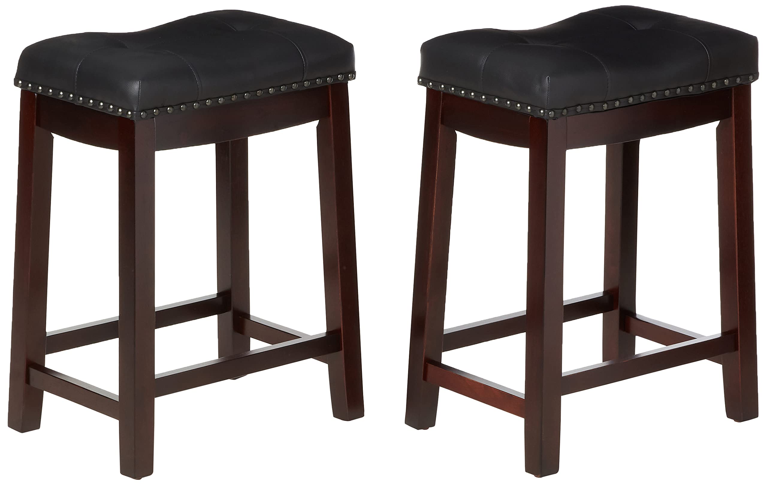 Angel Line Cambridge Padded Saddle Stool With Cushion, 24', Espresso/Black, Set Of 2