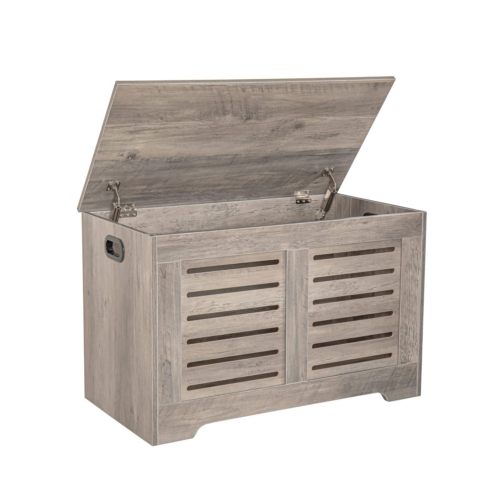 Dinzi Lvj Storage Chest, Wooden Toy Box Organizer With 2 Safety Hinges, Flip-Top Entryway Shoe Bench, Good Ventilation, Retro Storage Bench For Living Room, Bedroom, Easy Assembly, Greige