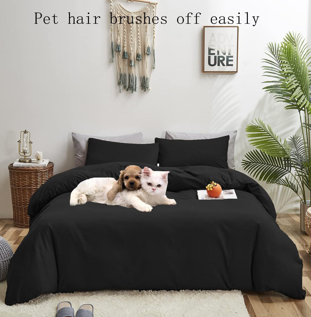 Karever Black Comforter King Plain Black Bedding Set Pure Black Bedding Soft Durable Comforter Set Men Lightweight Solid Black B