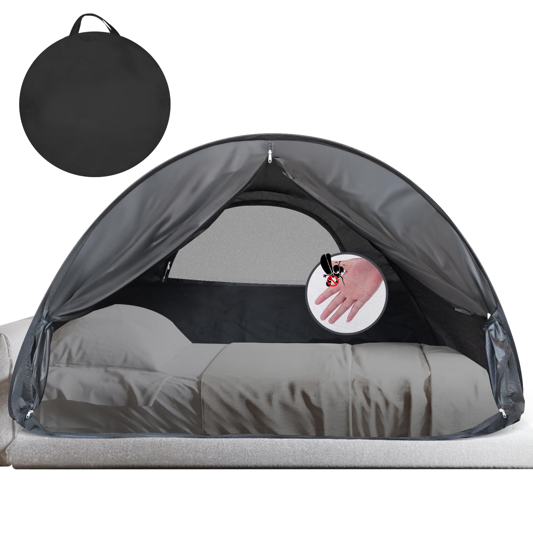 Leedor Pop Up Bed Tent With Mesh & Shade Cloth Window,Bed Canopy Shelter Cabin Indoor Privacy Space Sleeping Tents,Blackout Ligh