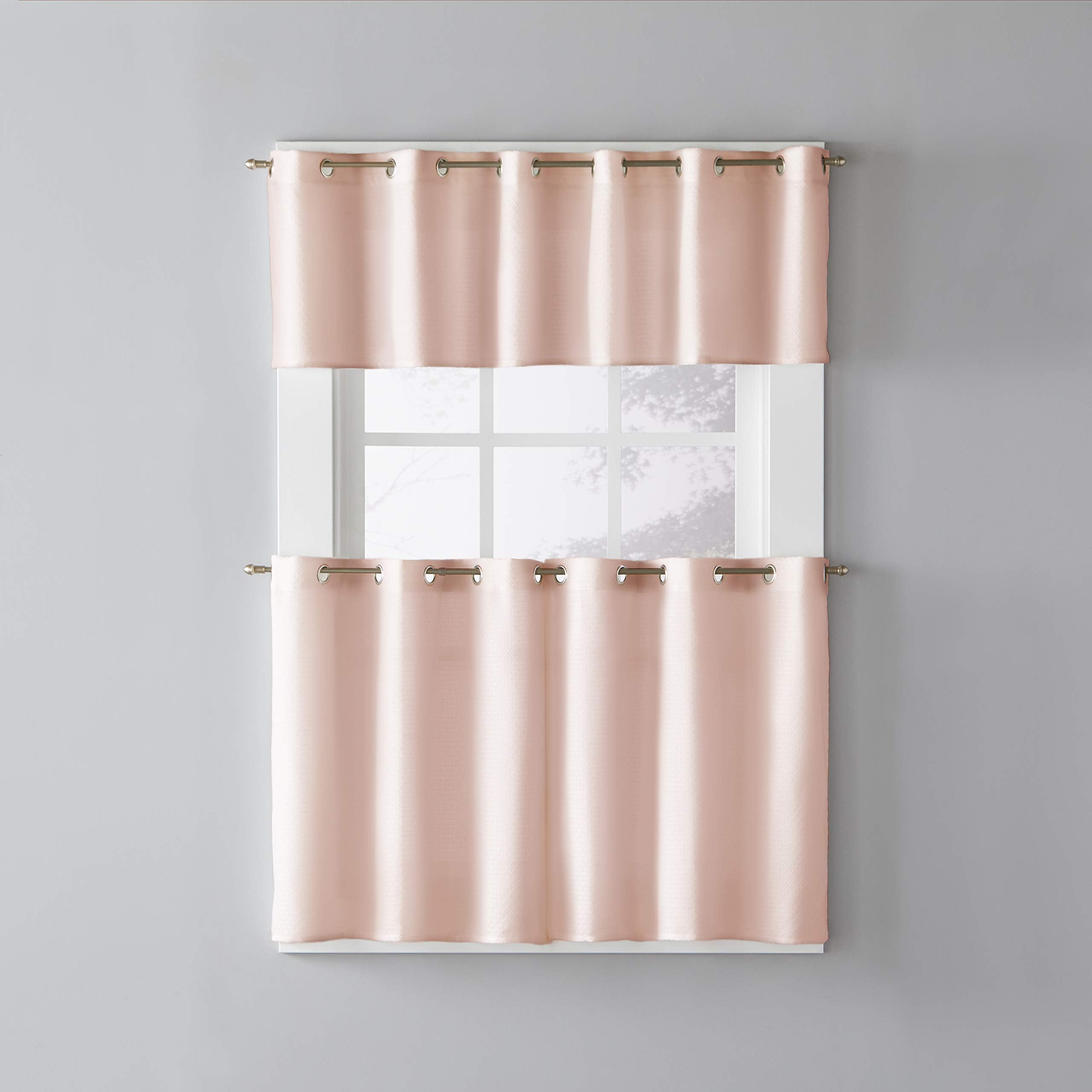 Skl Home Trio Curtain Tier Pair, 57 Inches X 24 Inches, Blush