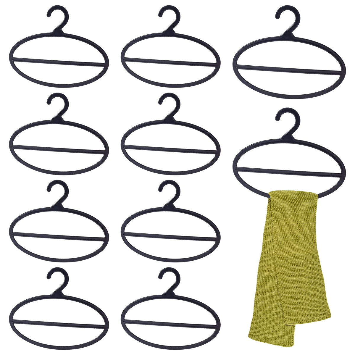 AHANDMAKER 10 Packs Black Scarf Hanger, Scarf Holder Organizer Space Saving Plastic Scarf Hanger, for Shop Home Scarves Headscar