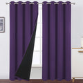 LEMOMO 100% Blackout Curtains 52 x 95 Inch/Purple Curtains 2 Panels with Black Lining Room Darkening Thermal Insulated Bedroom C