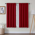 Lecloud Bessie Red Christmas Curtains 63 Inch Length 2 Panels, Privacy Faux Linen Breathable Light Filtering Curtain, Rustic Dua