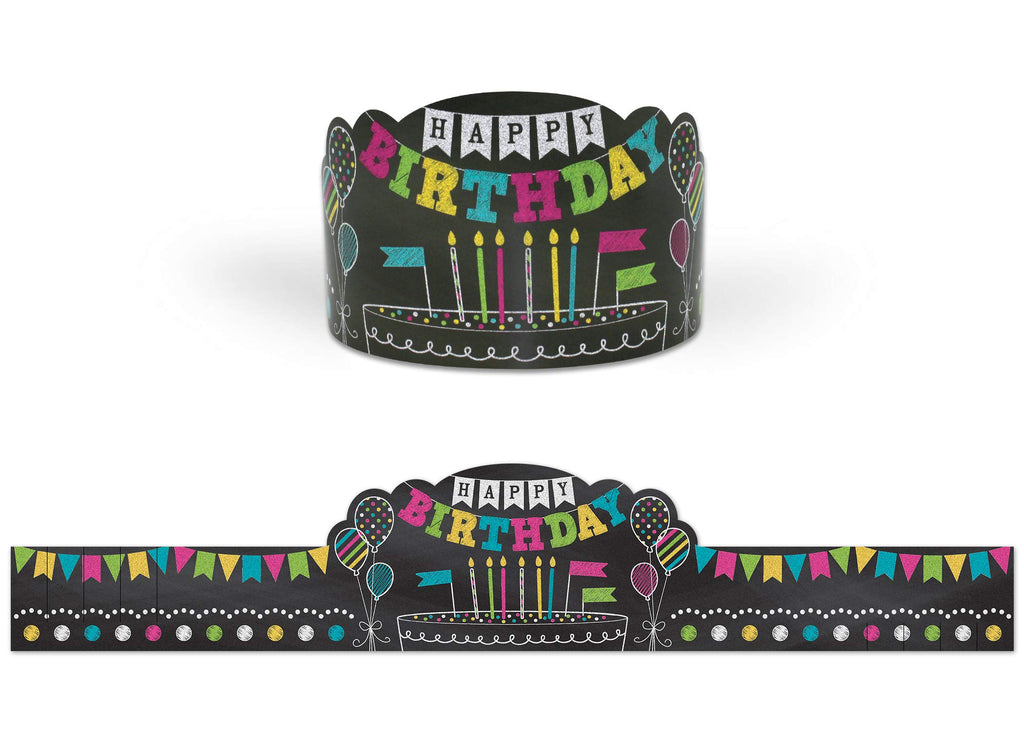 Teacher Created Resources Chalkboard Brights Happy Birthday Crowns, Pack of 30