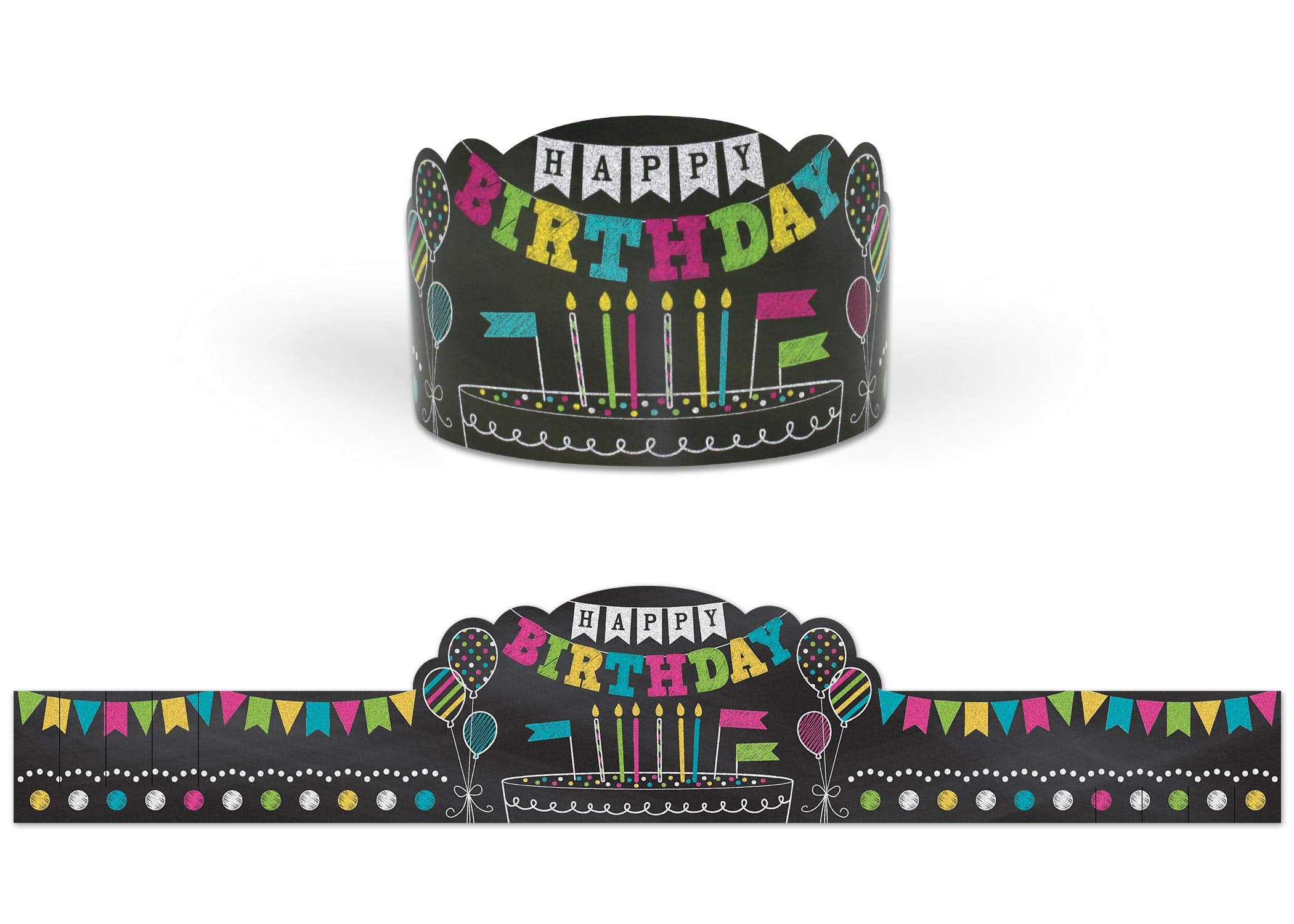 Teacher Created Resources Chalkboard Brights Happy Birthday Crowns, Pack of 30