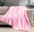 Vonty Satin Throw Blanket Blush Pink Satin Blankets 60X80 Inches, Cooling & Silky Throw Blanket Wrinkle-Free Cable Knit Throw Bl