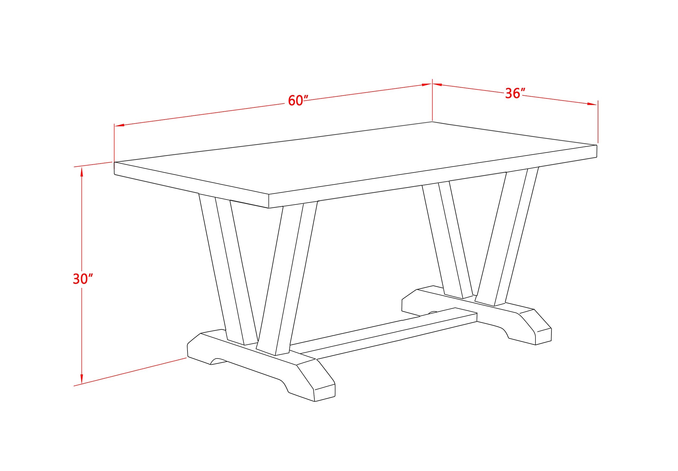 East West Furniture V2-676 3 Piece Dining Table Set for Small Spaces Contains a Rectangle Dining Room Table with V-Legs and 2 Dining Bench, 36x60 Inch, Multi-Color