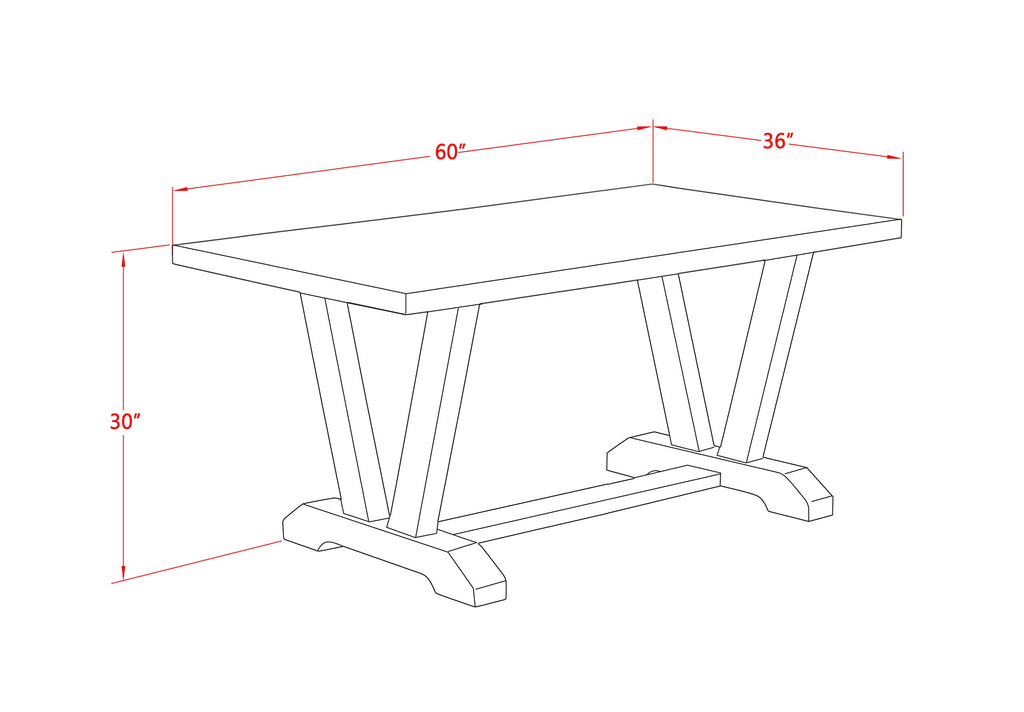 East West Furniture V2-676 3 Piece Dining Table Set for Small Spaces Contains a Rectangle Dining Room Table with V-Legs and 2 Dining Bench, 36x60 Inch, Multi-Color