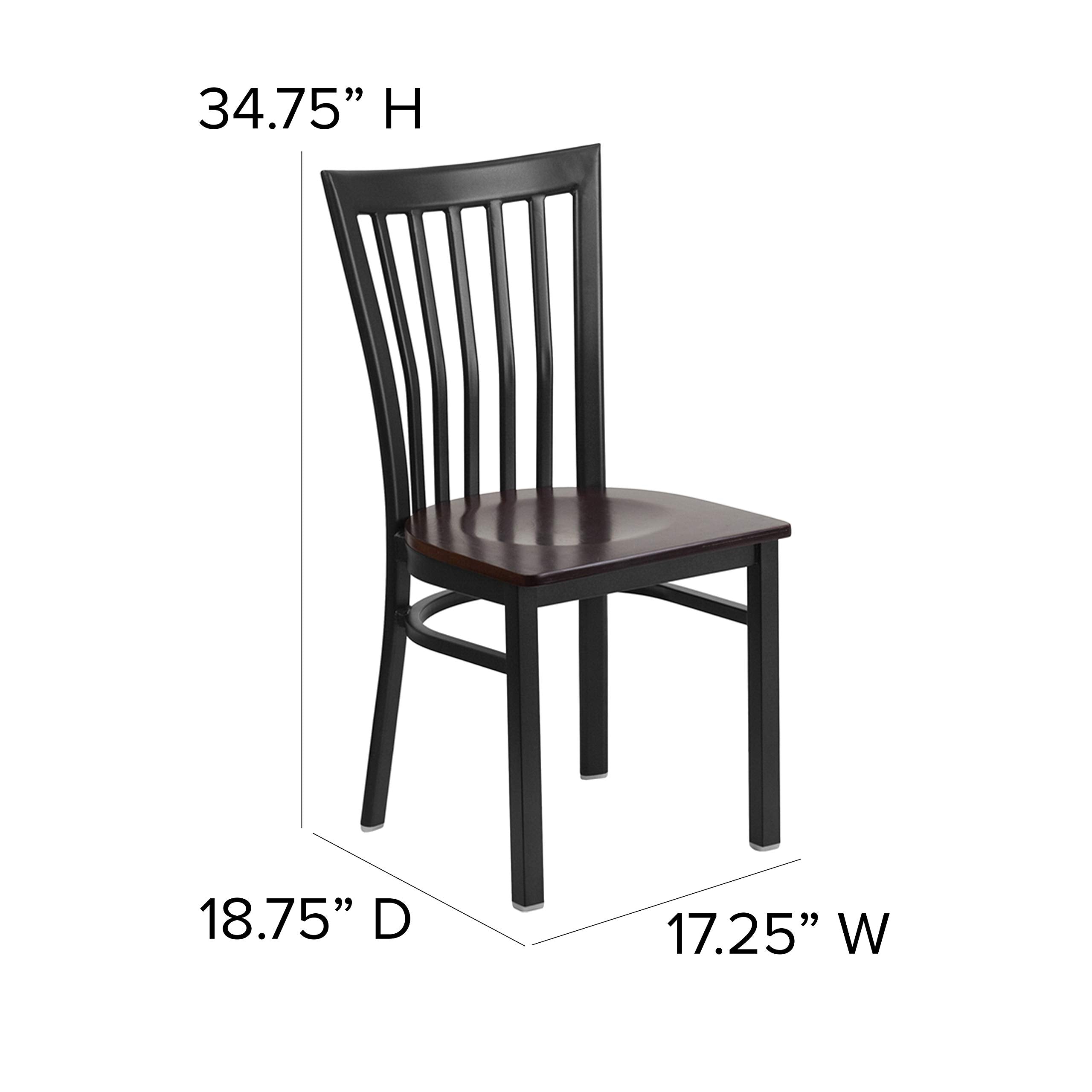 Flash Furniture Hercules Series Black School House Back Metal Restaurant Chair - Walnut Wood Seat