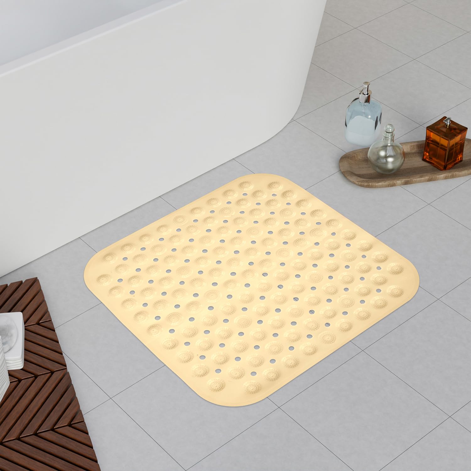 Kuber Industries Bath Mat | PVC Bathroom Mat | Shower Bath Mat | Square Bath Tub Mat | Foot Massager Mat | AntiSkid Floor Mat |
