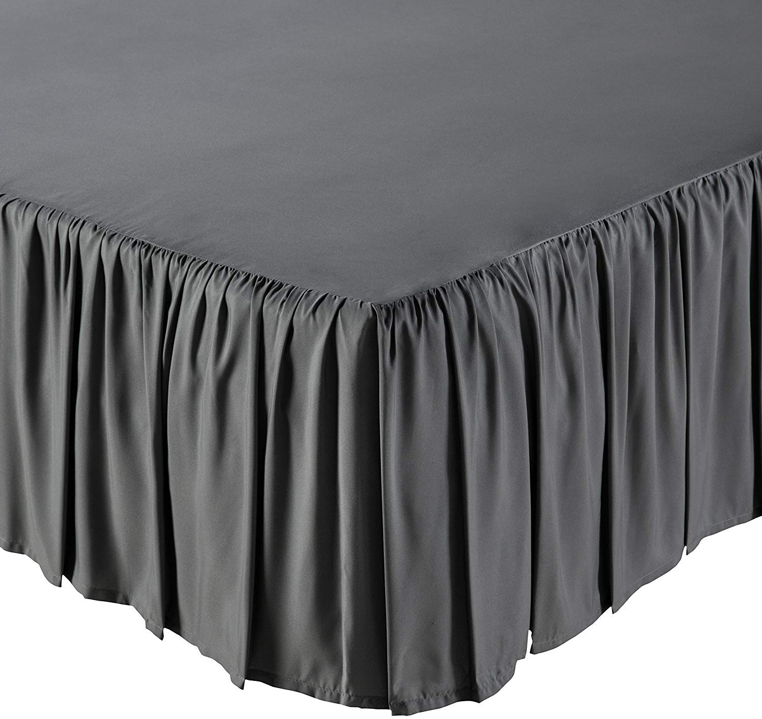 Ruffled Bed Skirt- 18 Inch Drop King Size Dust Ruffle, 100% Microfiber Ruffle Bed Skirt With Non-Woven Platform, Wrinkel Free Be