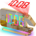 SZELAM Projection Alarm Clock,7.4 LED Mirror Digital Clocks Large Display,with 180 Rotatable Projector,RGB Night Light,USB C Por