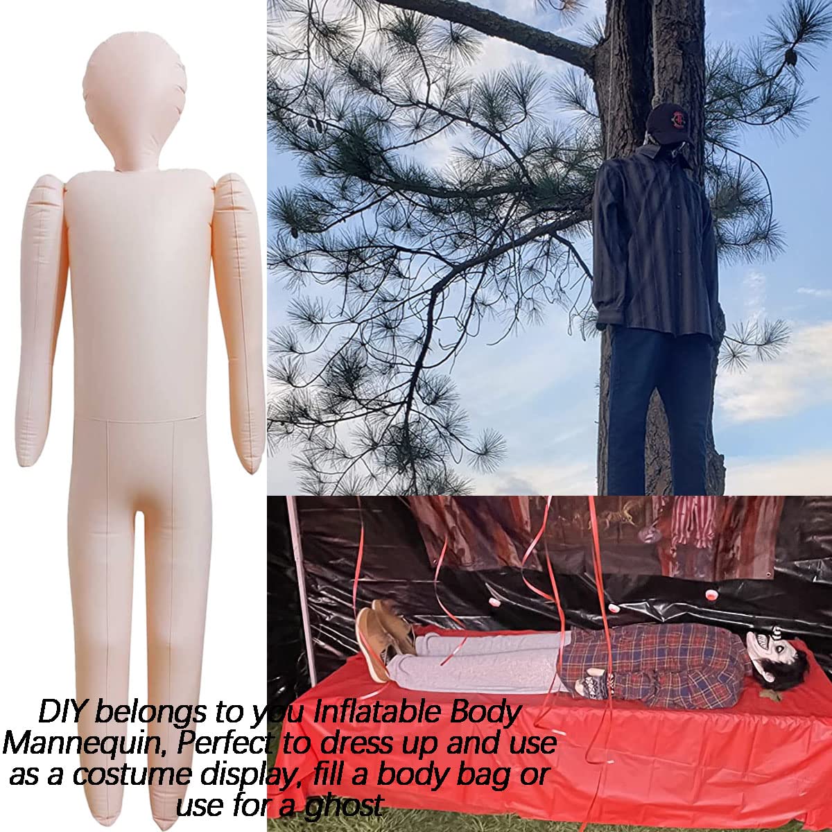 60' Full Size Inflatable Body Mannequin Diy Halloween Decorations Cosplay Props Inflatable Dummy Perfect To Dress Up &Costume D