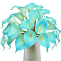 Letjolt Peacock Blue Calla Lily 20Pcs Artificial Flowers Bouquet for Wedding Bride Shower Blessing Gift Home Decoration Faux Cal