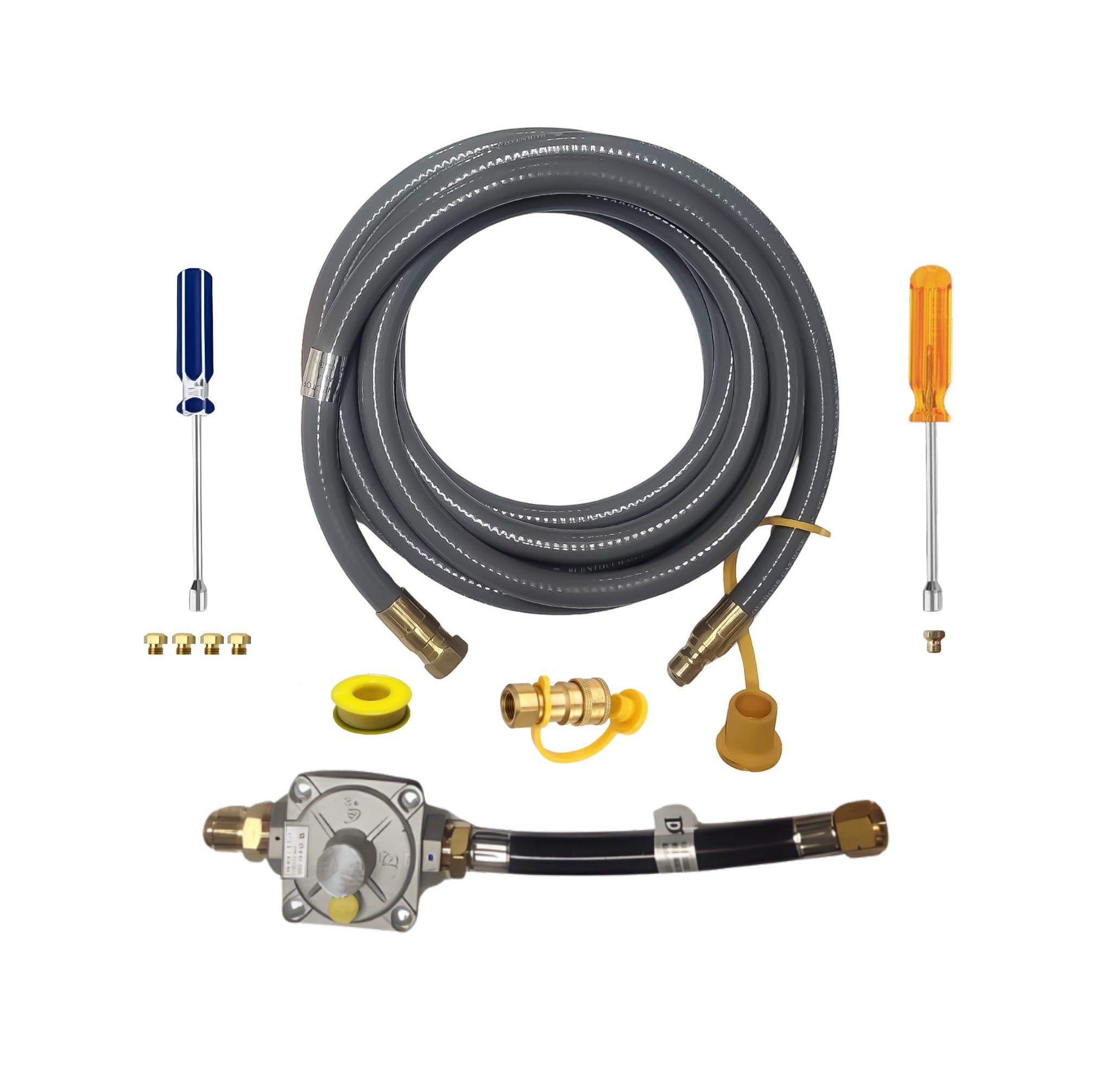 Custom Propane To Natural Gas Conversion Kit Fit For Weber Genesis Ii 330/335 - Ng Regulator - Hand-Drilled Brass Orifices- 10'