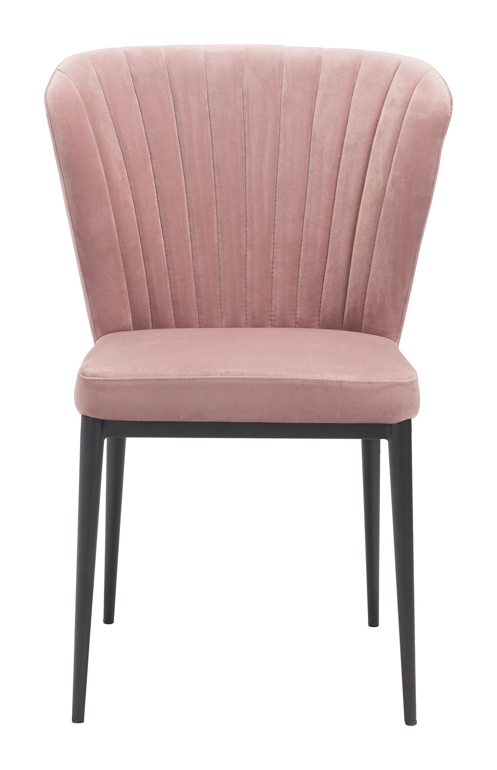 Zuo Modern Tolivere Dining Chair Set Steel, Foam, Velvet Fabric Pink, Black Indoor Weight Capacity 280 lbs Dimensions: 22.4" W x 23.6" D x 33.9" H Pack of 2