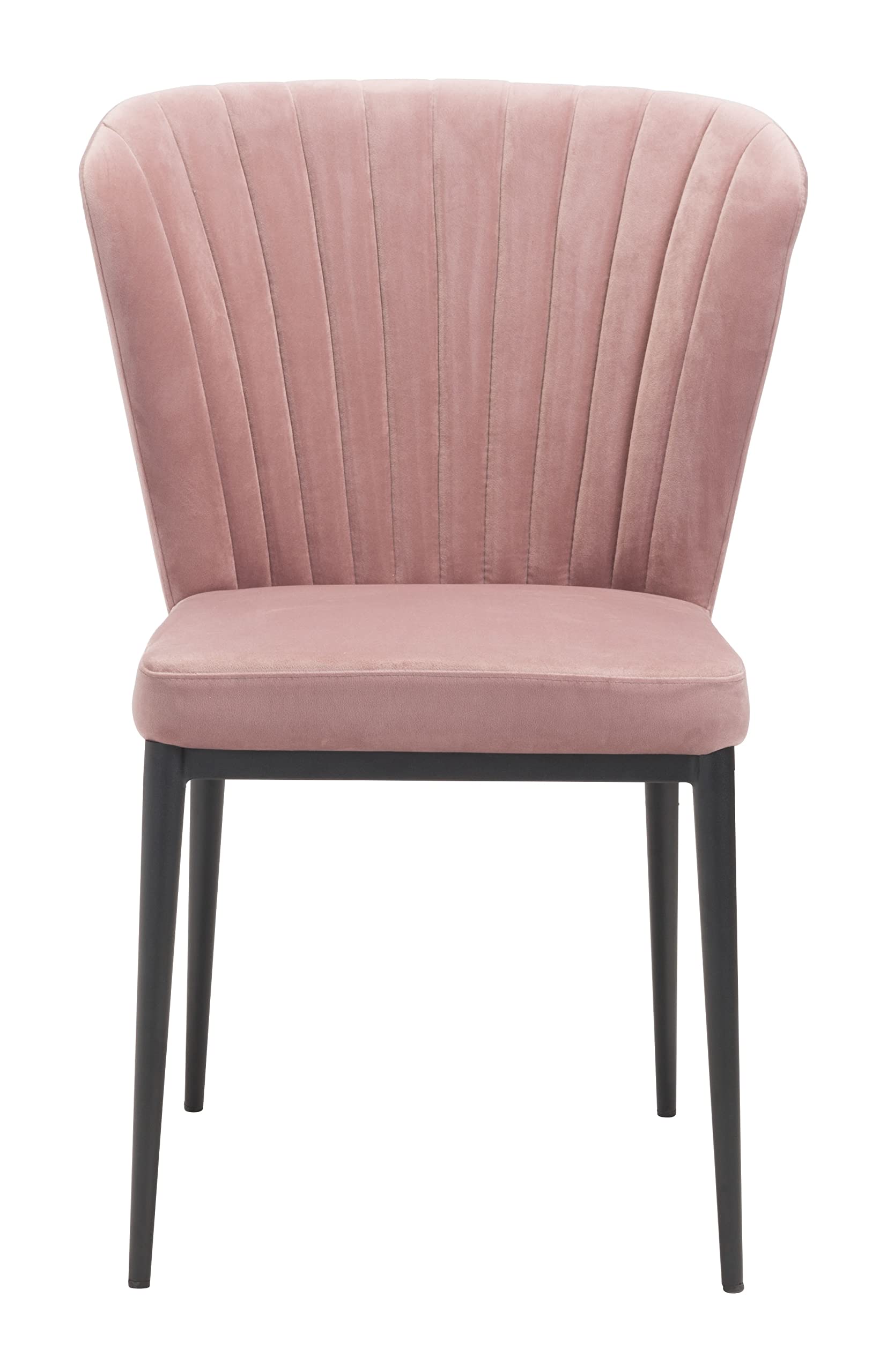 Zuo Modern Tolivere Dining Chair Set Steel, Foam, Velvet Fabric Pink, Black Indoor Weight Capacity 280 lbs Dimensions: 22.4" W x 23.6" D x 33.9" H Pack of 2