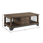 Intercon Whiskey River Coffee Table WY-TA-5028-GPG-C, Select Hardwood and Birch Veneer, Gun Powder Gray, 50" Wide