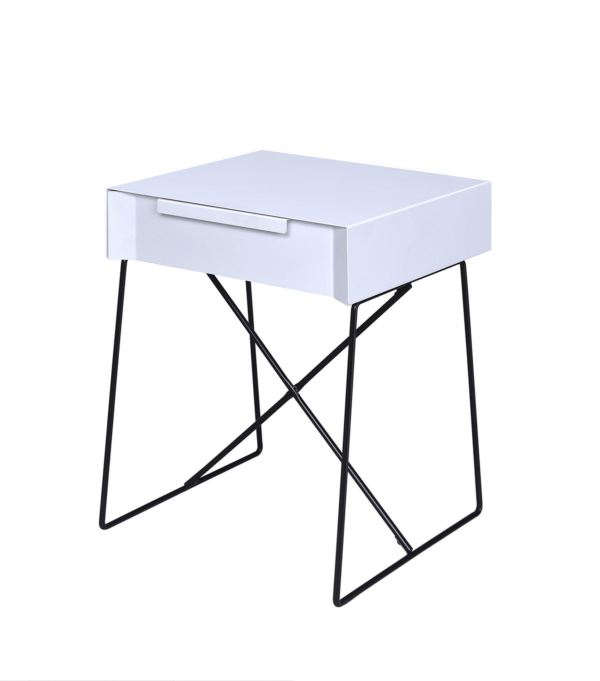 Acme Gualacao 1-Drawer Metal Base End Table in White