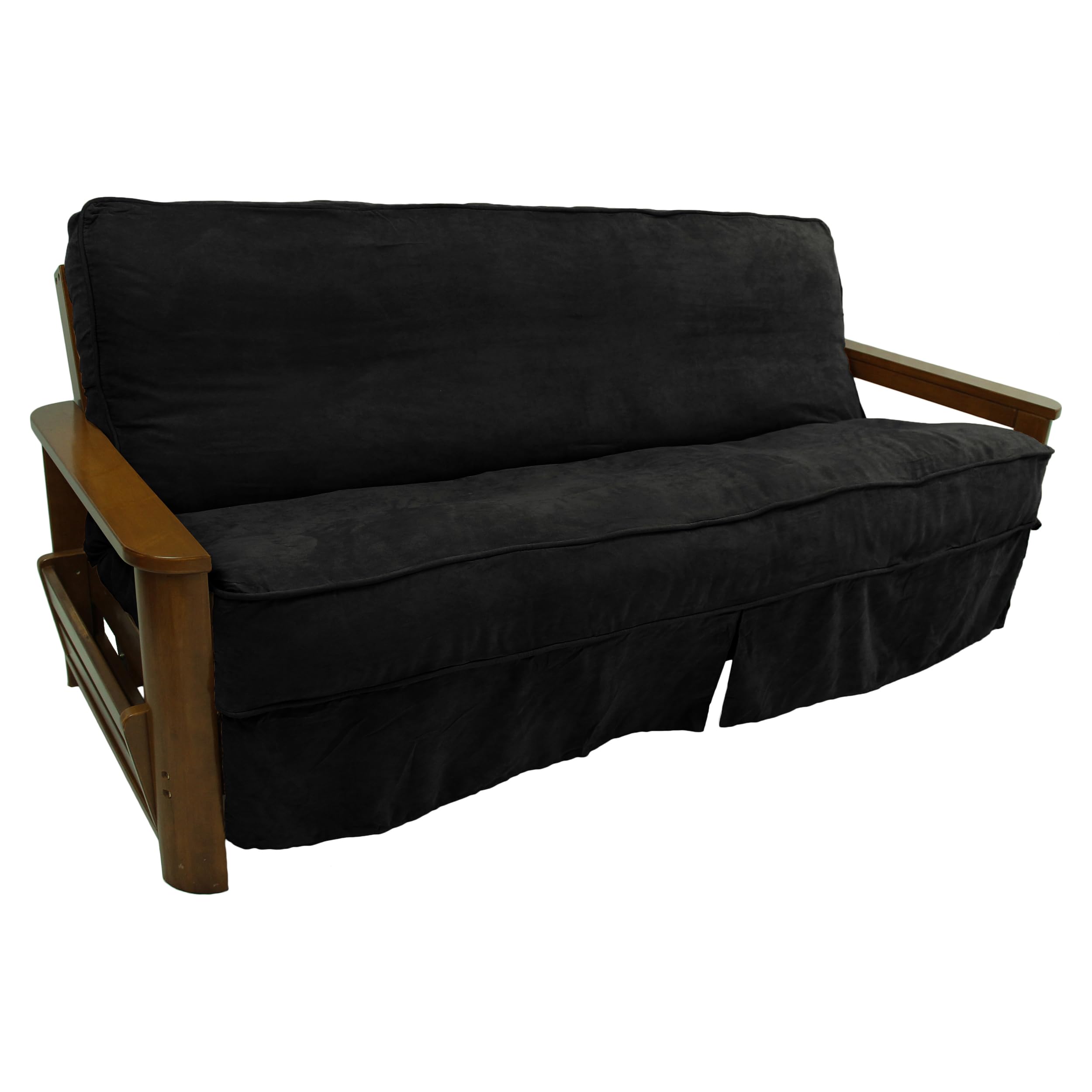 Blazing Needles Solid Microsuede Double Corded 8&quot; to 9&quot; Futon Slipcover, Full, Black