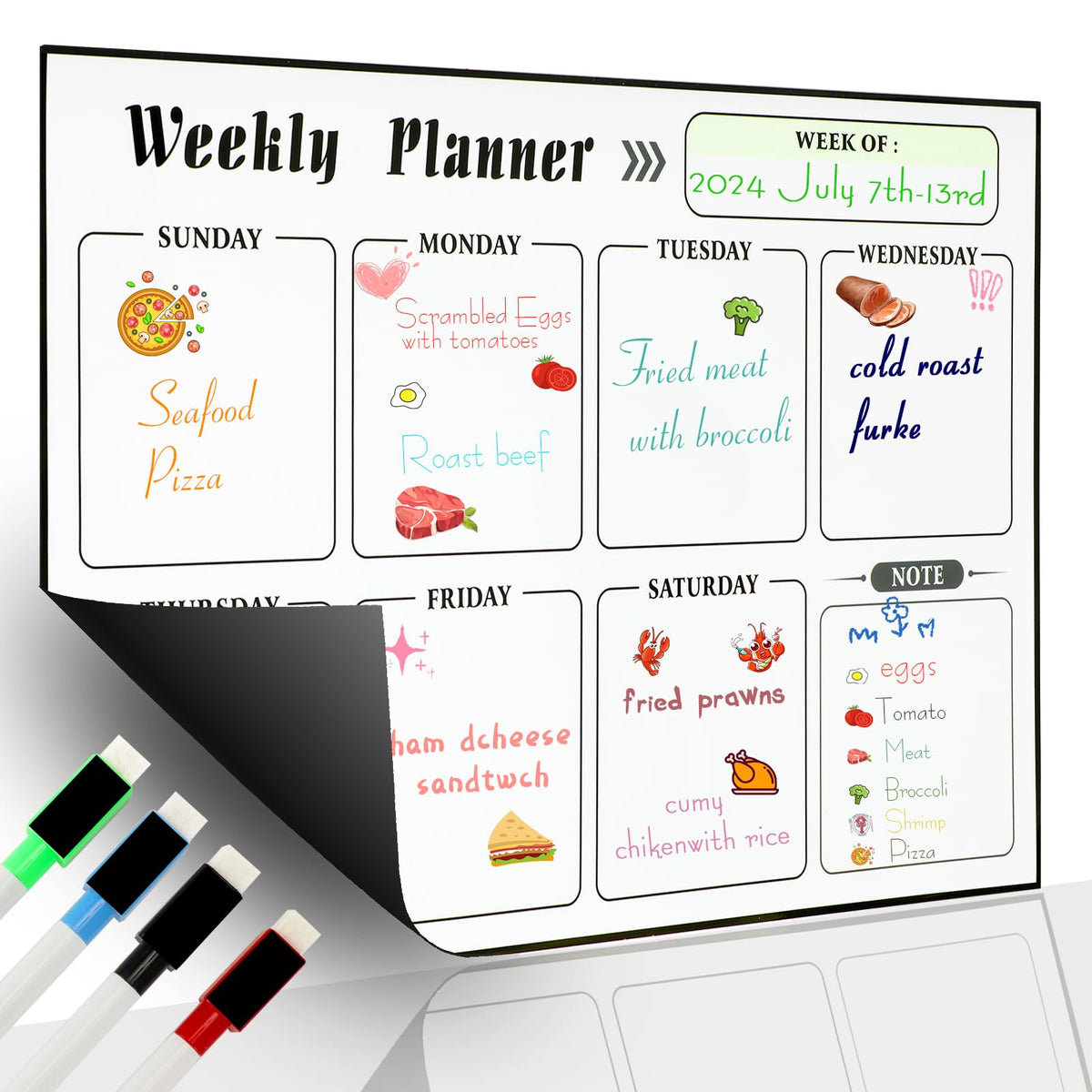 Meal Planner Magnetic Menu Board For Kitchen Fridge Planning Board Meal Planner For Fridge Weekly Meal Planner Dry Erase Calenda