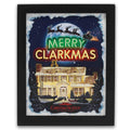 National Lampoons Christmas Vacation Merry Clarkmas House Scene Framed Wood Wall Decor - Iconic Christmas Vacation Decoration f