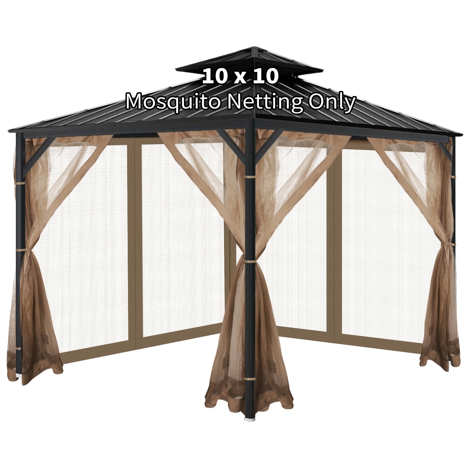 Oipunshle Gazebo Universal Replacement Mosquito Netting, 10'X10' Gazebo Netting Outdoor, 4-Panel Screen Walls For Outdoor Patio