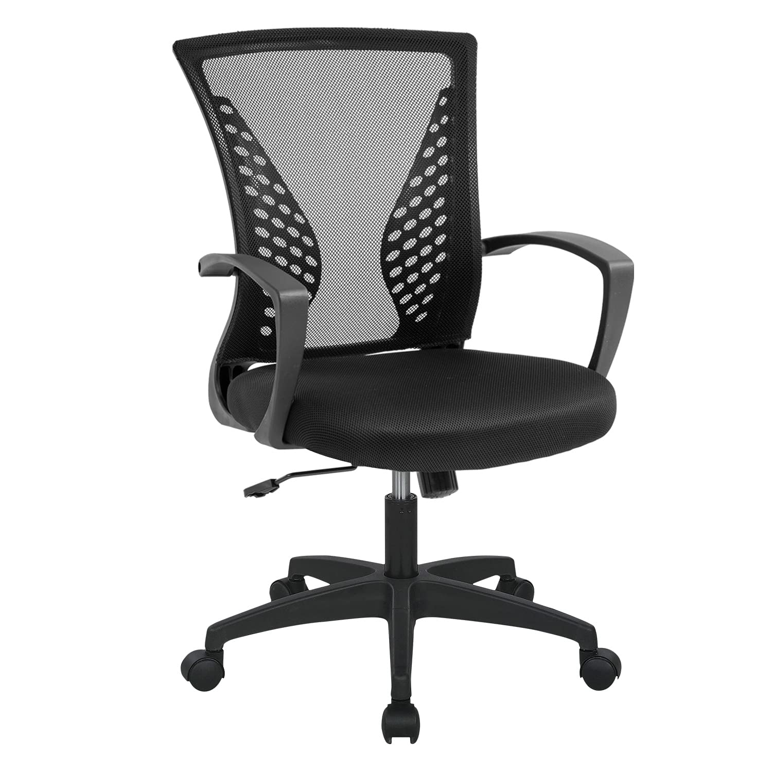 Office Computer Mesh Chair Ergonomic Mid Back Swivel Rolling Desk Chair With Armrest Height Adjustable Lumbar Support X ,Black