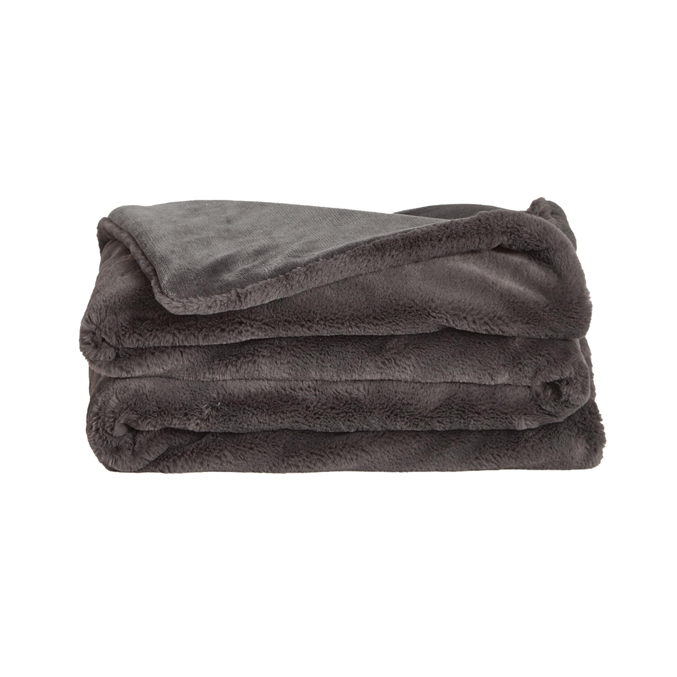 Unhide Lil Marsh - Faux Fur Blanket - Durable, Lightweight, Extra Soft Blanket - Machine Washable - Charcoal Charlie, Small (50