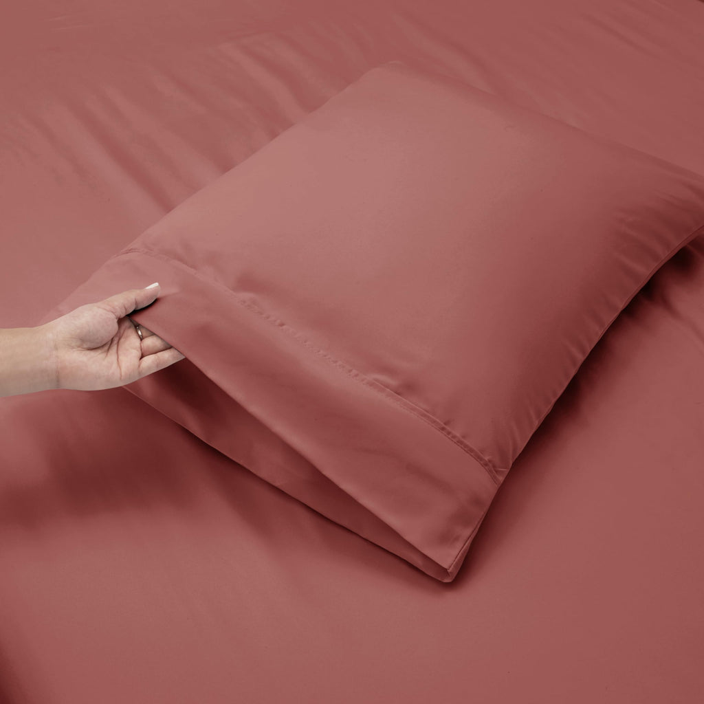 Nestl Extra Deep Pocket Sheets - Fits Mattress 18-24 Inches Deep, Extra Deep Pocket King Size Sheets Sets, 4 Piece King Size Sheets, King Sheets Deep Pocket, Pink Clay Sheets