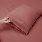 Nestl Extra Deep Pocket Sheets - Fits Mattress 18-24 Inches Deep, Extra Deep Pocket King Size Sheets Sets, 4 Piece King Size Sheets, King Sheets Deep Pocket, Pink Clay Sheets