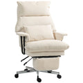 HOMCOM Large Overstuffed Office Chair with Lumbar Support, High Back Reclining Executive Corduroy Computer Desk Chair with Footr