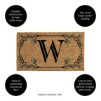 Evergreen Monogram Coir Doormat | Letter W | Front Door Mat For Outdoor Indoor Entrance | 28X16 Inches | Non-Slip Backing Doorwa