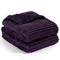 Pavilia Super Soft Fleece Throw Blanket Twin Purple Eggplant, Fuzzy Plush Flannel Throw, Warm Cozy Ribbed Microfiber Blanket For